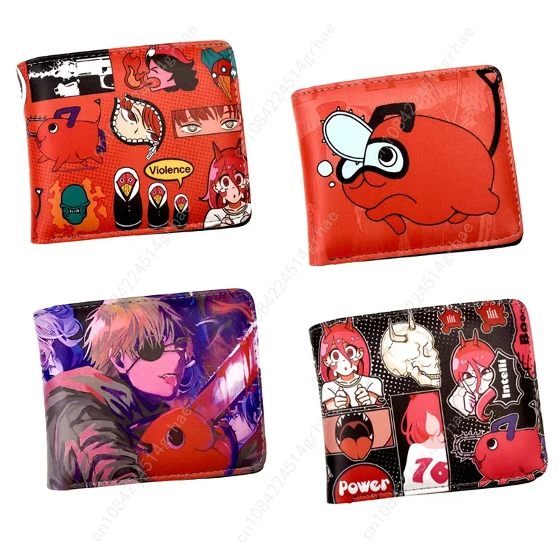 Chainsaw Man Pochita PU Leather Bifold Short Wallet Ziper Coin Purse