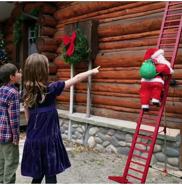 Large Christmas decorations Electric climbing ladder Santa Claus shopping mall Hotel scene layout Lobby outdoor