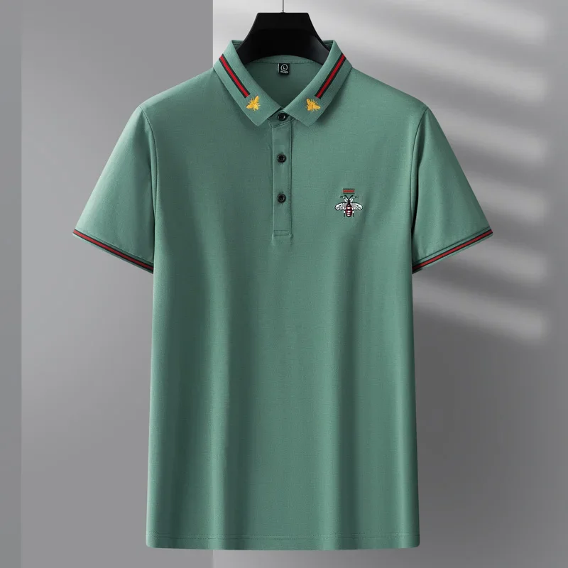 Luxury custom men's short sleeved senior designer Little Bee exquisite embroidery POLO shirt brand cotton breathable T-shirt top image 6