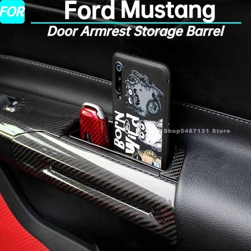 

Дверной подлокотник автомобиля, бочка для хранения, дверная ручка, контейнер-держатель для Ford Mustang, аксессуары для интерьера 2015-2022 2023 2024 2025