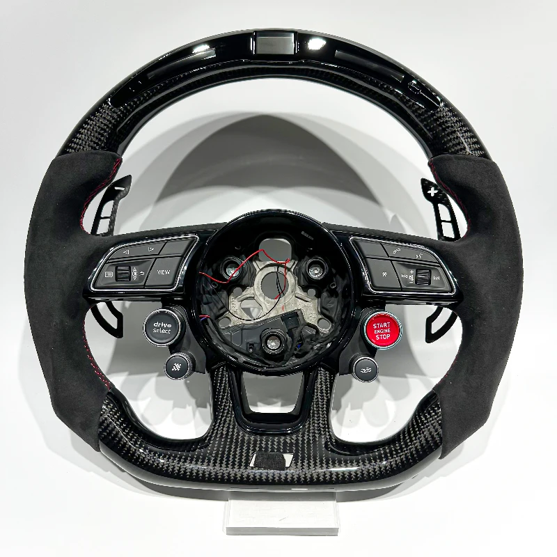 Supports Old to New Conversion True Black Carbon Fiber Mode Button LED Sport Steering Wheel Suitable for Audi A5 A4 A3 A6 RS4