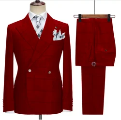 Blazer Suit For Men 2 Piece Outfit Set Suit Pants Mens Clothing Wedding Tuxedo Jackets Claret Tailor-made Fashion Designer Coats