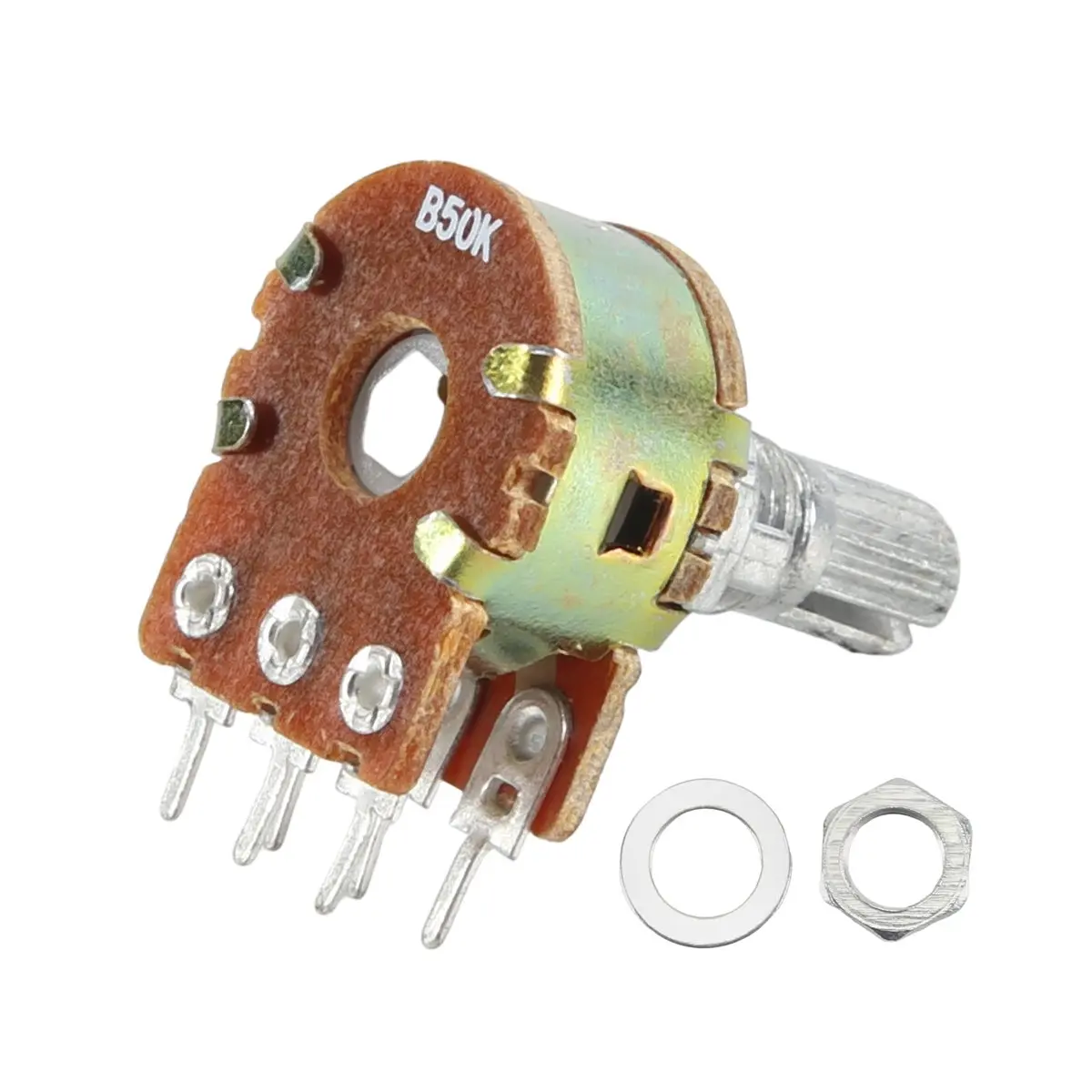 A40I 1 pcs silver metal B50K 50K ohm 6-pin dual trim potentiometer 3.8*2.8*1.7cm