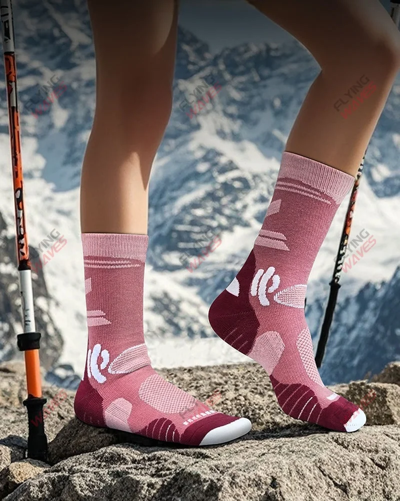 2 paia di calzini in lana merino per sport invernali sulla neve, calzini da campeggio per escursionismo a tubo medio spesso per uomini adulti e donne, traspiranti e traspiranti