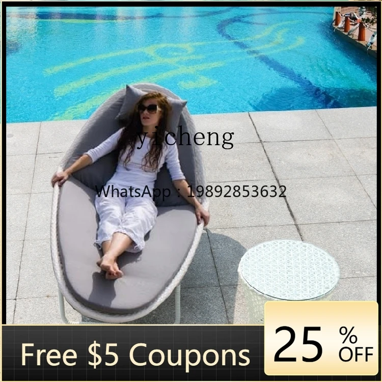R2  outdoor bed courtyard swimming pool rattan lazy bed sun room beach bed balcony garden lounge chair