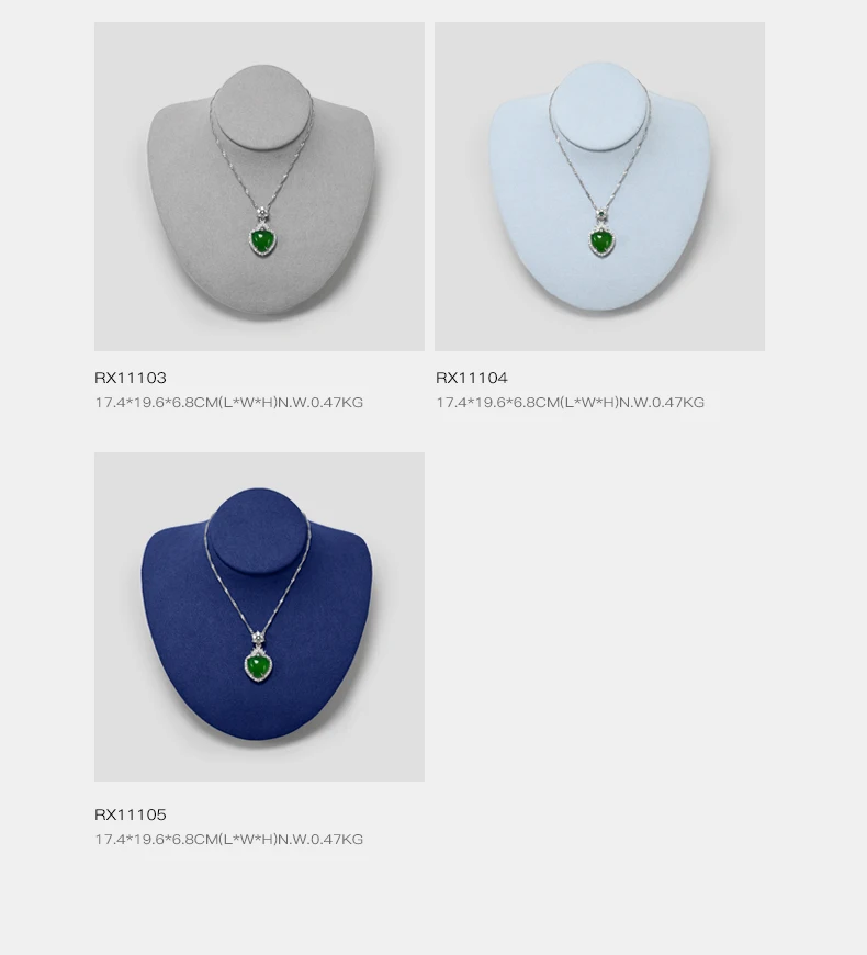 Oirlv Schmuck-Büstenständer für Halsketten, Mikrofaser-Mannequin-Halsmodell, Anhänger-Ketten-Präsentationshalter für Ladentheken und Schaufenster – Detail 11