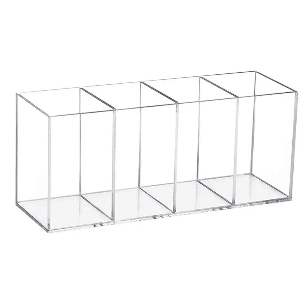 Four Grid Acrylic Pen Holder Clear Storage Tube for Makeup Brushes Stationery Jewelry ganizer 4 Compartment Countertop