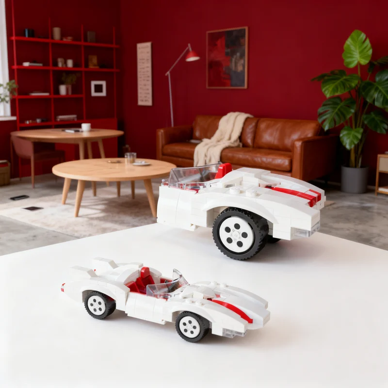 204pcs MOC Speed Racer Mach 5 Racing Car Display Building Blocks Model Creative Kit Pack Collectible Frame Toy Gift For Adults