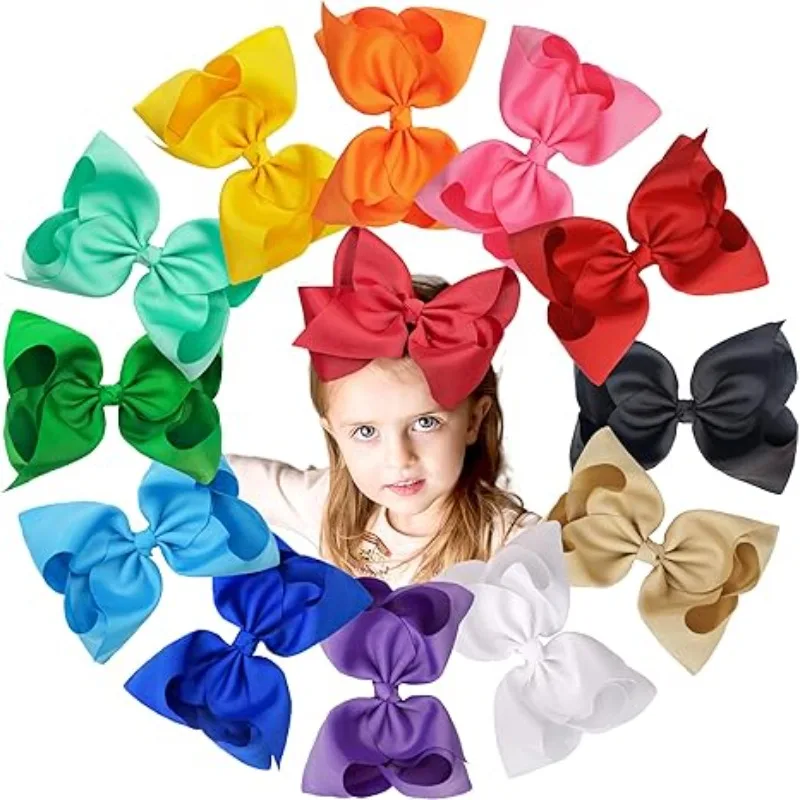 

16Pcs Big Bows for Girls 8inch Oversize Boutique Hair Bows Alligator Hair Clips for Girls Teens Toddlers Kids Hair Accessory