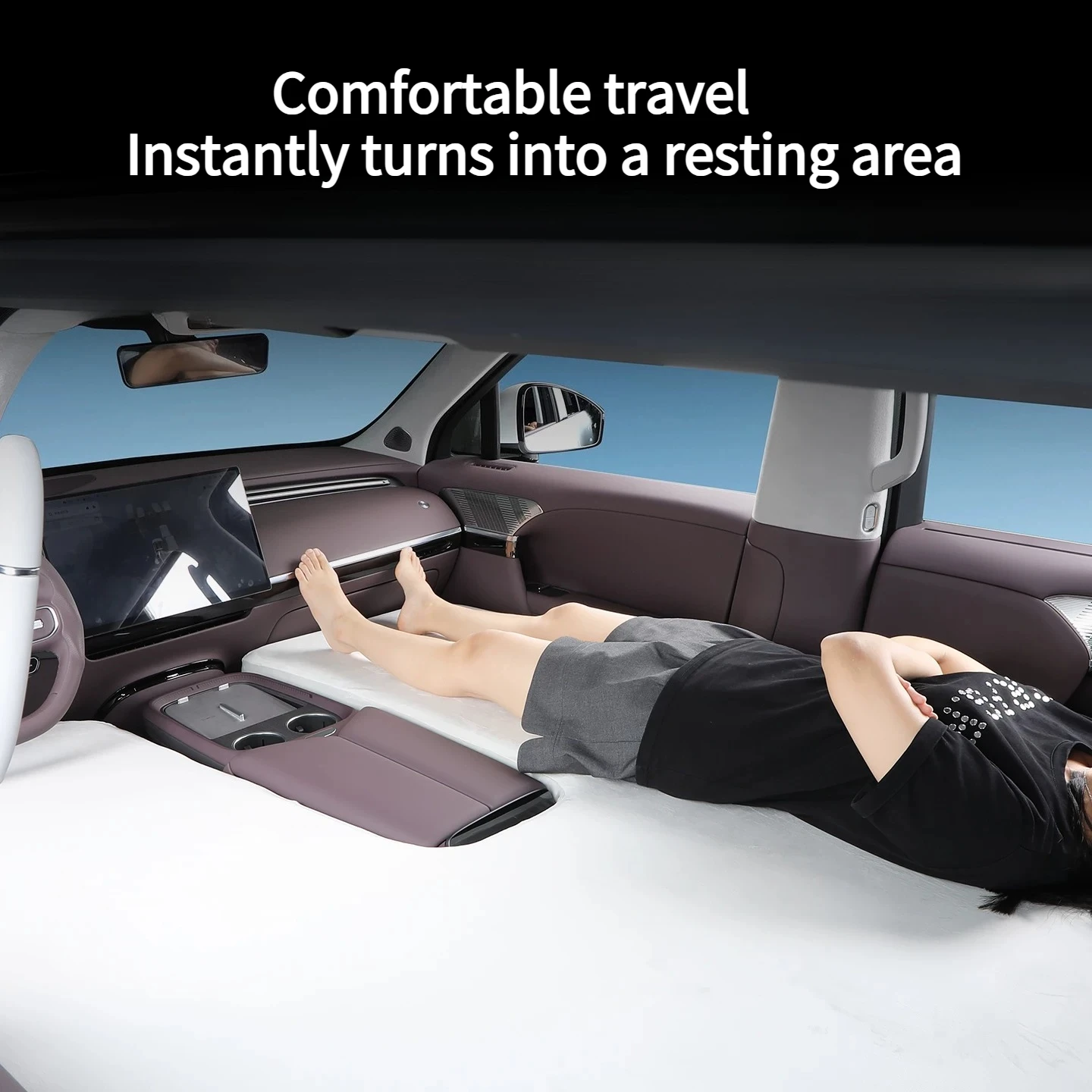 For XPeng GX 2026 Car Inflatable Mattress Suede Trunk Sleeping Pad Outdoor Camping Car Travel Accessories