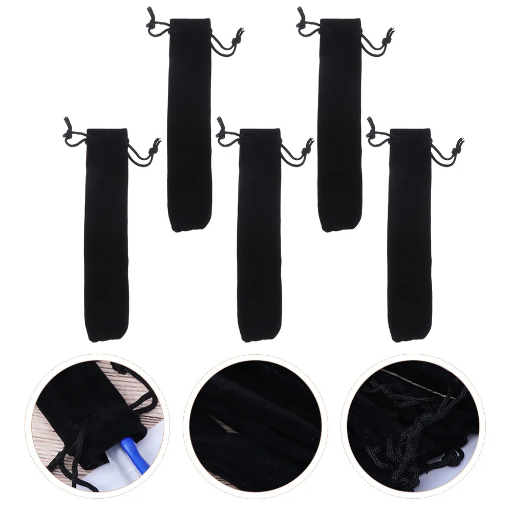 

5 Pcs Pen Wrapping Bag Pencil Pouch Black for Notebook Case Purse Packing Aesthetic Men Holder