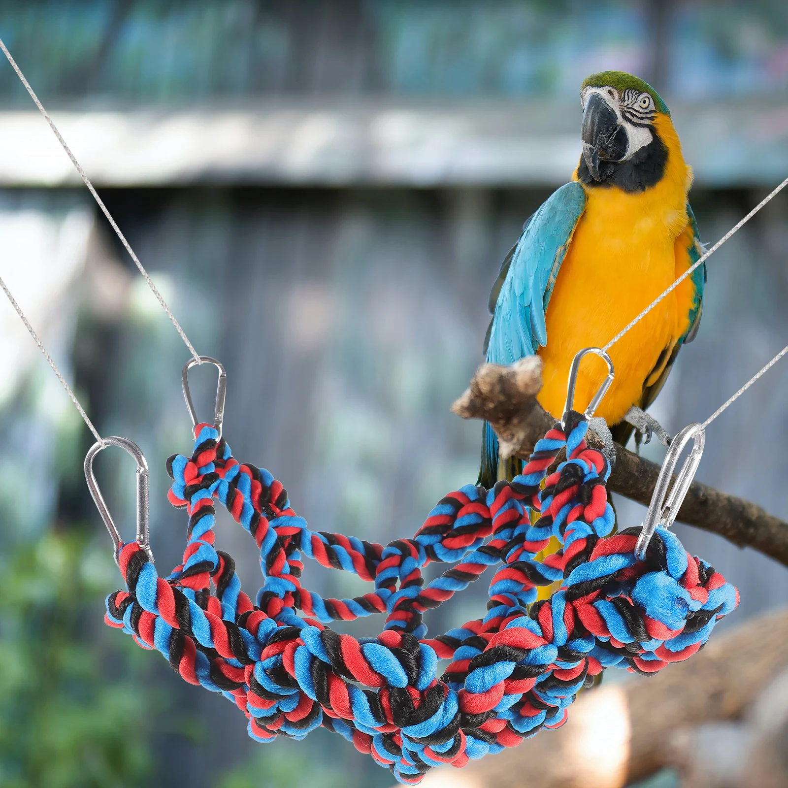 

Colored Woven Climbing Net Rope Bird Toys Hanging Play Cage Ladder Durable Pet Climbing Net Parrot Hammock Bird Cage Nest