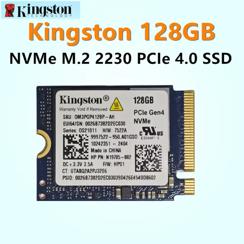 Paquete OEM Kingston SSD 128GB M.2 2230 NVMe PCIe 4.0 unidad de estado sólido incorporada