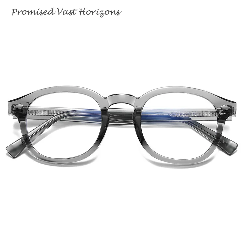 

Classic Retro European American Hot Selling Lens Shape Pin Rivet Decoration Transparent Grey Glasses Polygonal Optical Frames