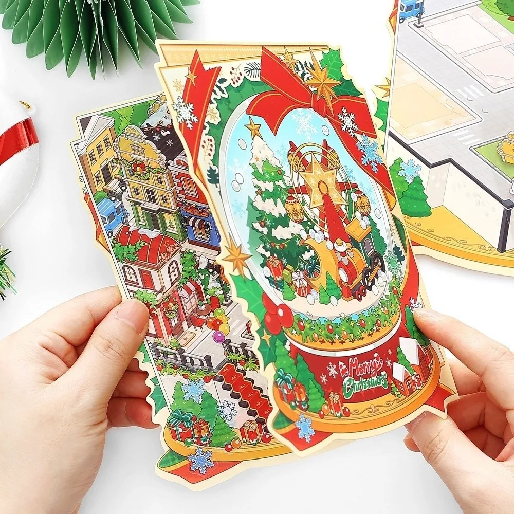 Christmas House Series 3D Cartoon Miniature Scene Stickers DIY Handmade Stacked Layers Stacked Scrapbook Stickers