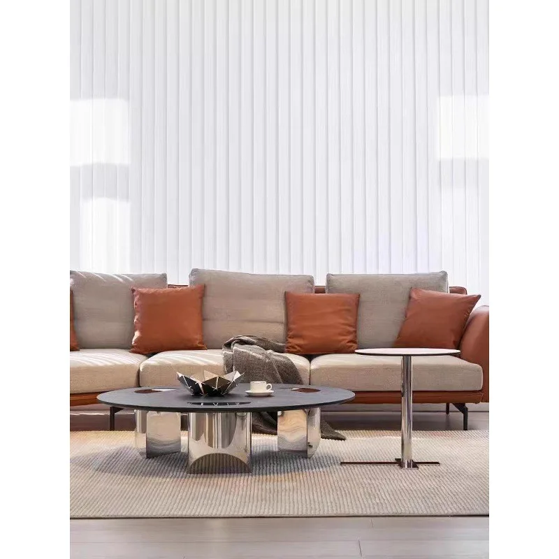 Coffee table light luxury combination, solid wood Italian modern, small apartment living room home, simple and advanced