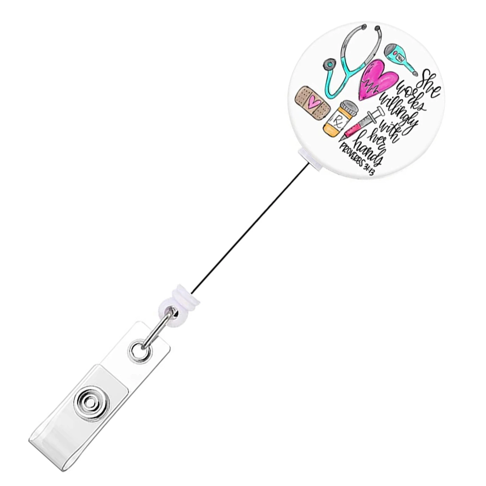 Porte-Danemark ge Rétractable avec Pince Alligator pour Infirmière, Carte d'Identité pour Enseignant, Cadeau Décoratif Mignon et Amusant, Travail Médical