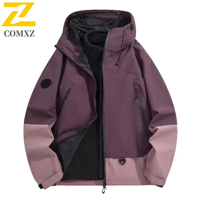 

COMXZ Windbreaker Jacket 3 in 1 New Thickened Windproof Outdoor Camping Hiking Coat Travel Warm High Quality Men's Outerwear