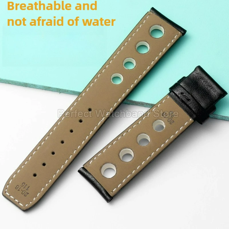 مشبك قابل للطي 20 مللي متر لتيسو T-Race PRS516 T044430A T044614A T044417A حزام الساعات جلد البقر المثقوب مرن مريح