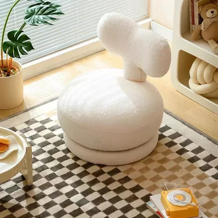 360 ° Rotation Cute Plush Small Sofa Stool Ultra-light Soft Hallway Entrance Modern Footstool Living Room Furniture Decorative