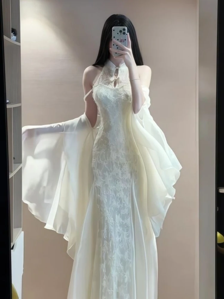 New Summer A Line Fairy Princess 2 Piece Set Women Y2k Cardigan + Long Dress Japanese Sweet Fashion Korea Evening Party Outfits image 2