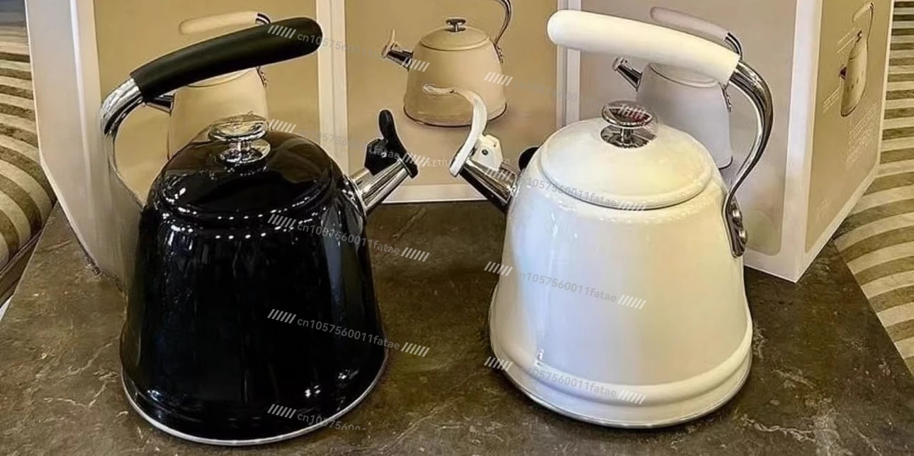 Image 7: Bouilloire rétro en acier inoxydable 304, grande capacité, compatible avec les plaques à induction, bouilloire d'extérieur