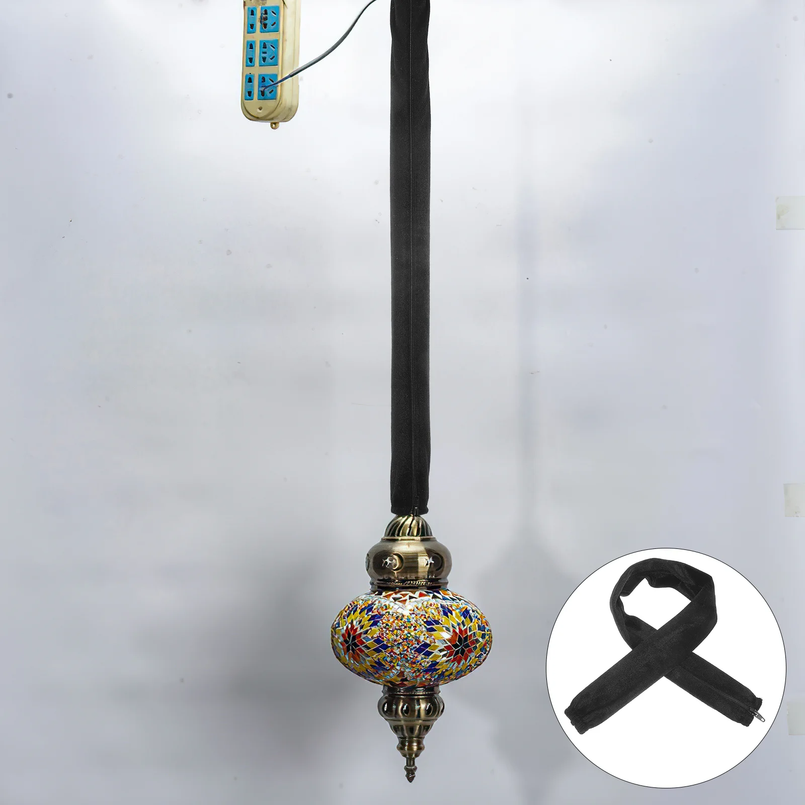 الفانيلا الثريا سلسلة كم أسود قابل للإزالة النسيج الحبل غطاء قلادة إكسسوارات مضيئة ديكور الإضاءة الأنيقة #1