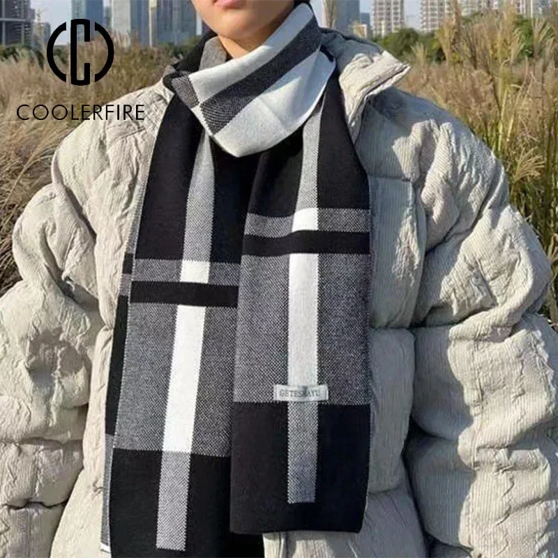 New Winter Men Scarf Keep Warm Scarf Casual Fashion Brand Designers Knit Neckerchief Patchwork Wool Cashmere Scarf Shawl Wrap