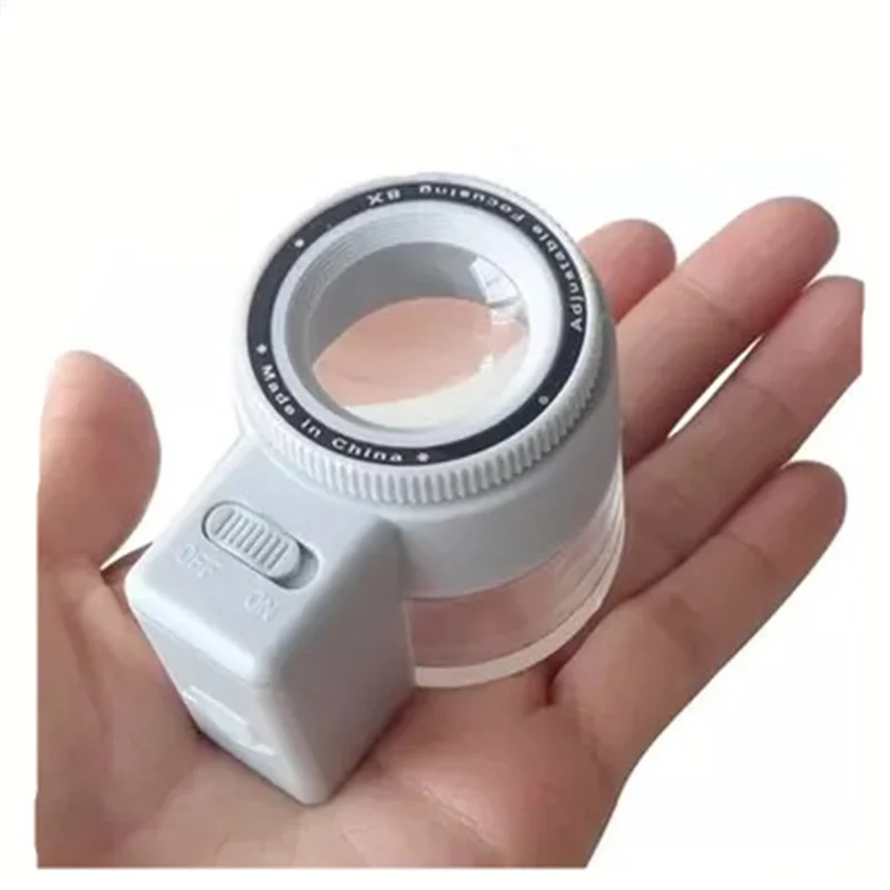 8X Illuminated Magnifier Glass Cylinder Type Mirror with Scale Reading Mirror Loupe Adjustable Focus Magnifier with Led Light