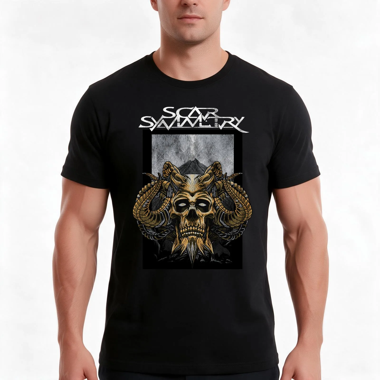 Scar Symmetry metal T-Shirt, Summer Casual Cotton Tee, Oversized Streetwear Tops, Vintage Graphic Print, Loose Fit Short Sleeve