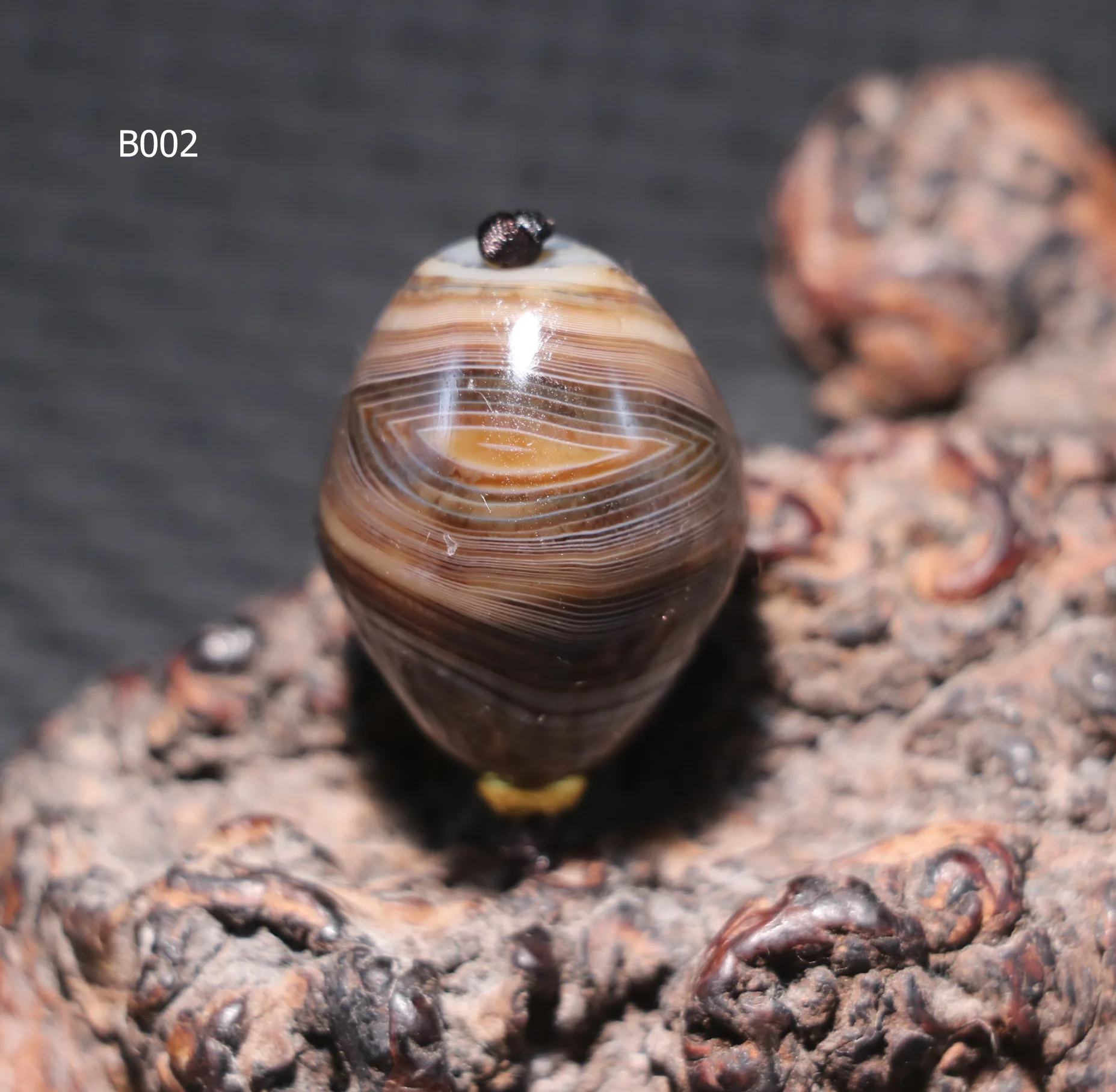 Treasure Magic Power Tibetan Old Agate Full Natural Silkworm Lines Olive Shape Big Rich Symbolize dZi Bead  Amulet Timestown