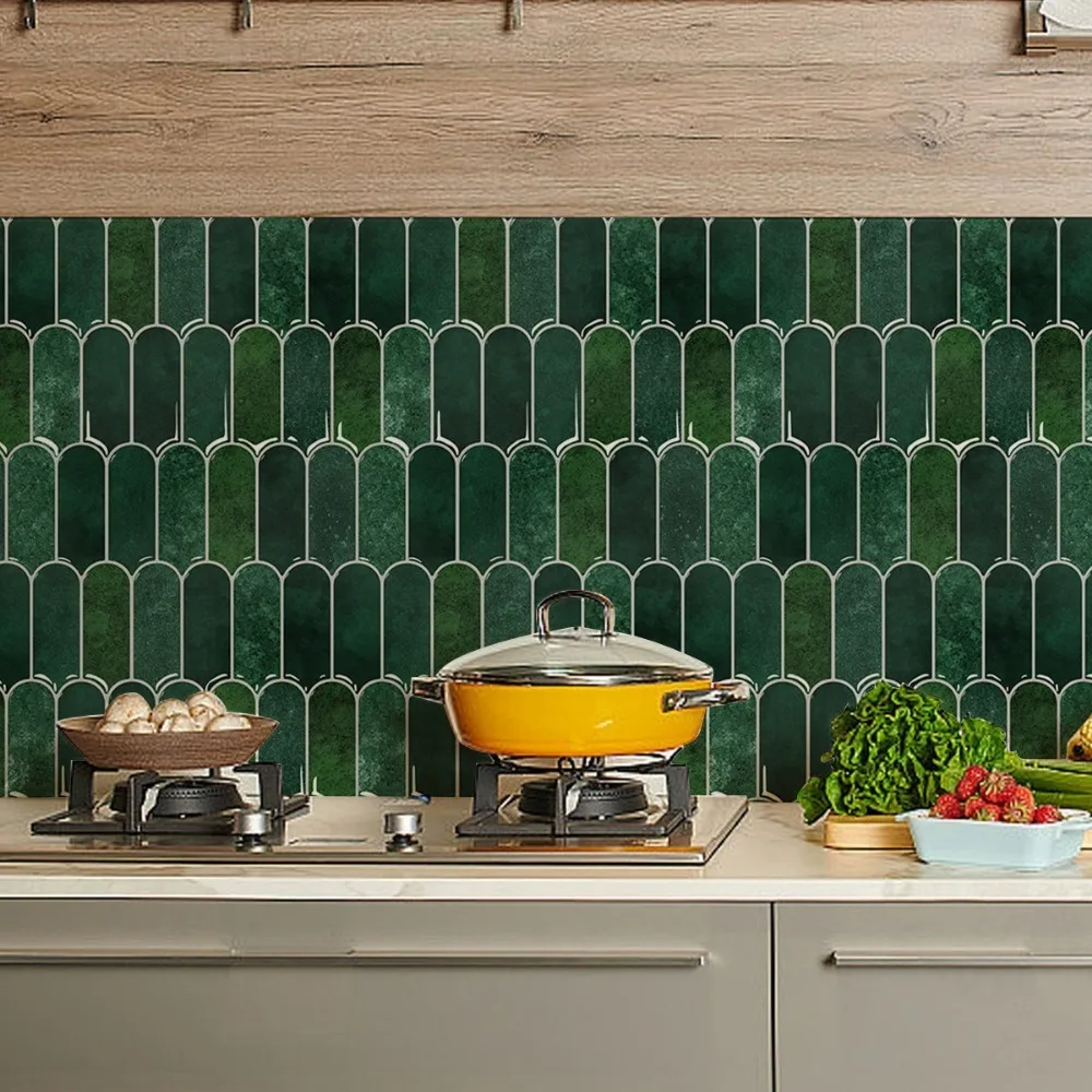 Azulejo de pared autoadhesivo 3D, pegatina de pared de escamas de pescado de PVC, resistente al molde, impermeable, contra salpicaduras de cocina para cocina y baño