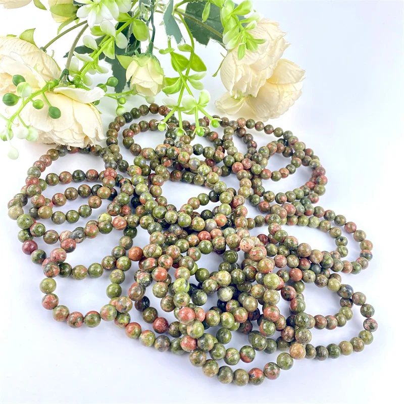 High Quality 8mm Stunning Crystal Unakite Bracelet For Gifts