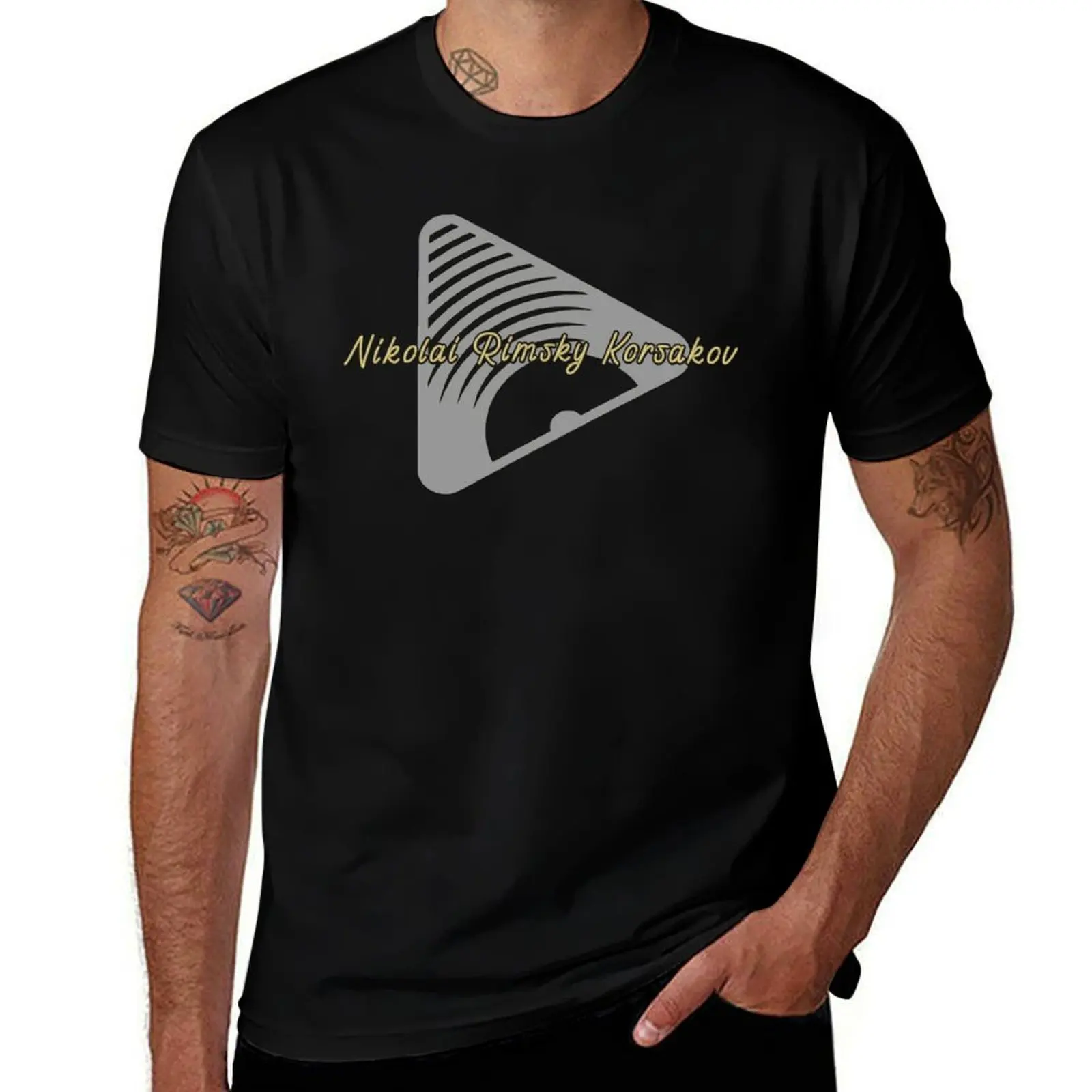 

Nikolai Rimsky Korsakov, Composer Vinyl Record Play Button T-Shirt blacks street wear clothes plain white t shirts men
