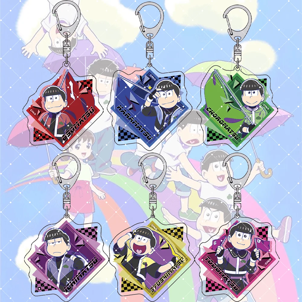 Osomatsu-san Osomatsu Matsuno - Llavero de acrílico de 6 cm con figura de anime en traje de carreras, colgante para bolso, regalo para fans