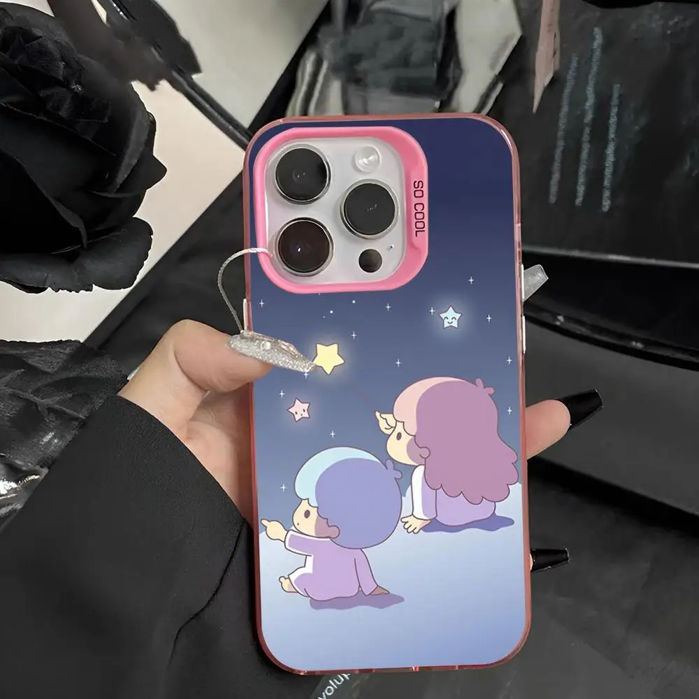 Sanrio Little Twin Stars Phone Case 2024 IMD Case For IPhone 16 15 Pro XR XS 7 8 Plus SE2024 Shockproof Color Phone Funda Cover