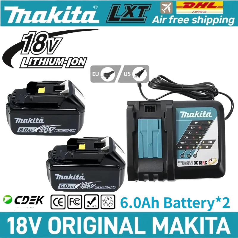

Original Makita Battery 18V 5.0/6.0Ah BL1850B BL1860BLithium ion Rechargeable Battery forMakita 18V DDF487 DTW285 DTW700⚡