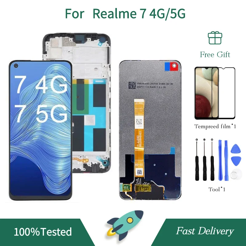 For OPPO Realme 7 4G Display RMX2111 Realme 7 5G Touch Screen Digitizer 6.5\