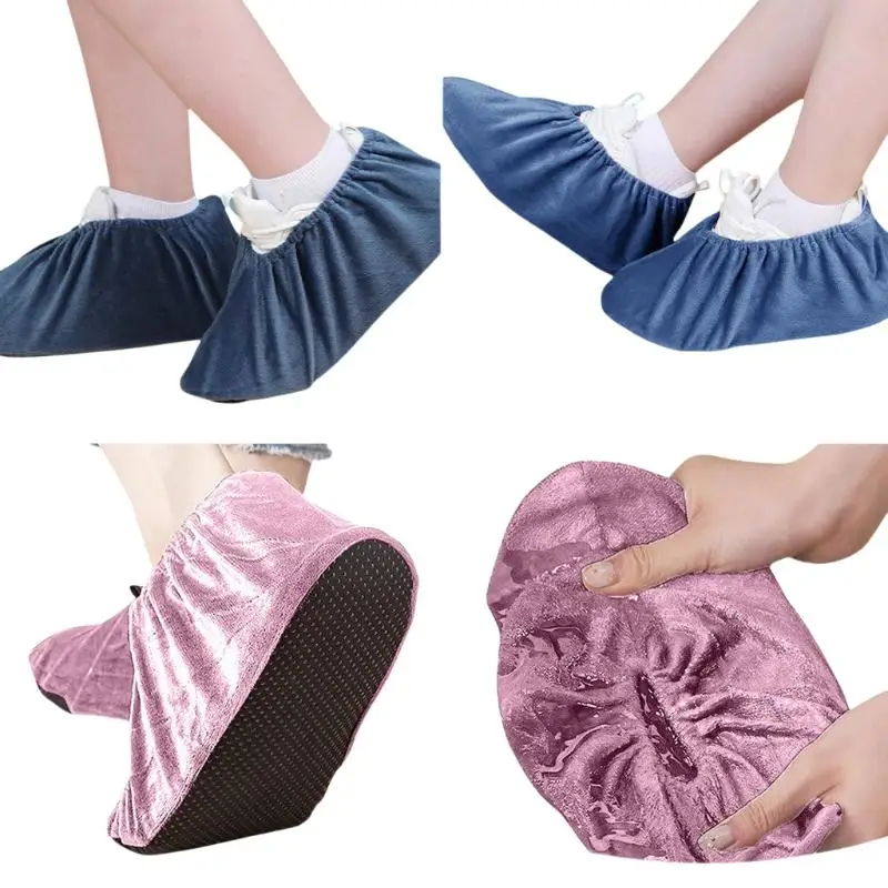 1 Paar atmungsaktive, verdickte Plüsch-Schuhüberzüge, Größe 37–42, Schutzüberzüge für Erwachsene, Fleece-Schuhüberzüge für den Heimgebrauch, wiederverwendbar. – Detail 5