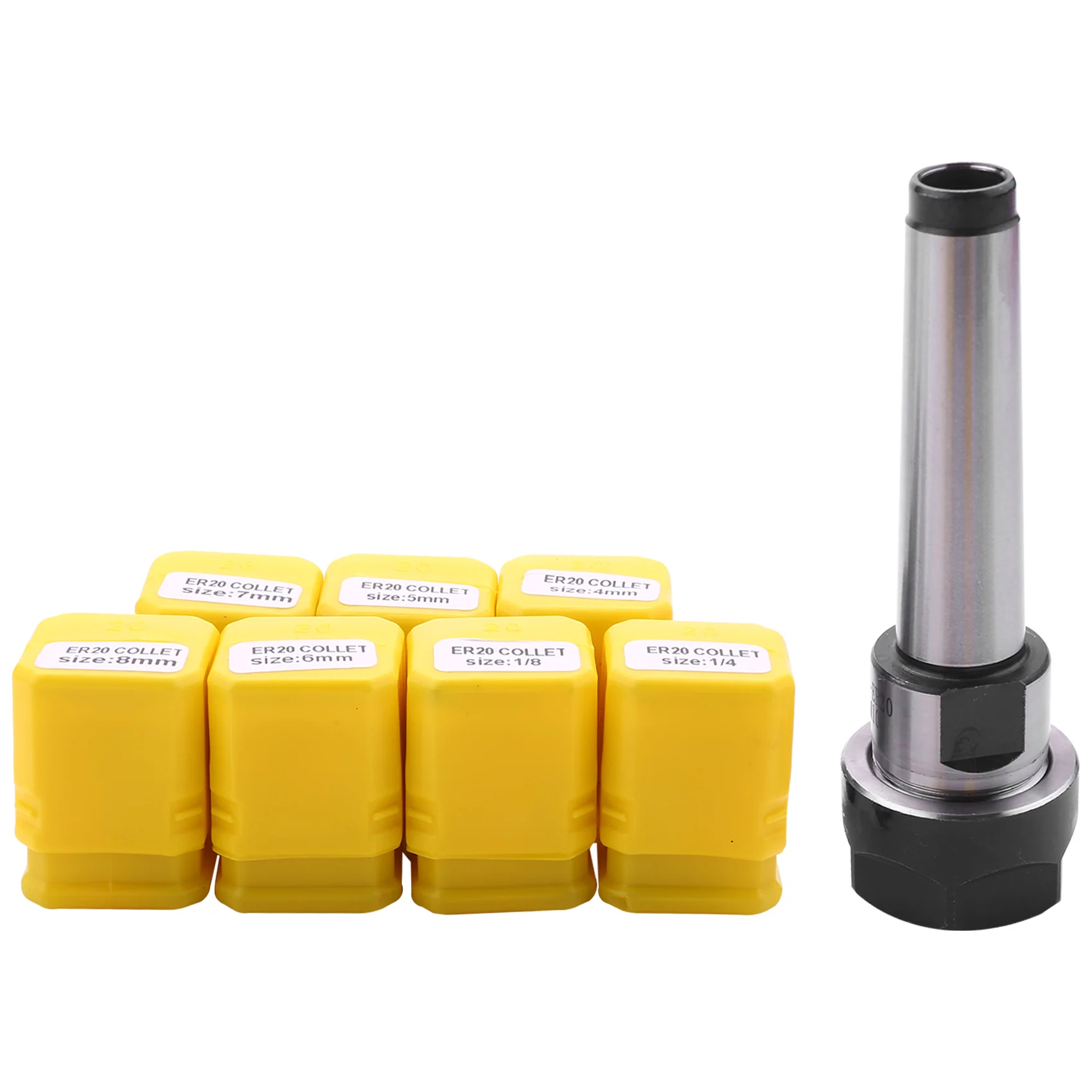 

Профессиональный набор: 1 шт. цанговый патрон MT2 ER20 M10 MTB2 с конусом Морзе 2 + 7 шт. пружинных цанг, удлинитель для фрезерного станка с ЧПУ