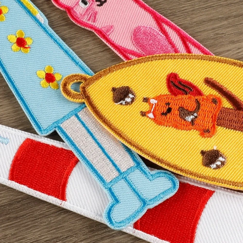 Multifunctional Fabric Embroidery Bookmarks with Rope Chinese Style Fabric Page Marker DIY Decor Cloth Patches Reading Gift