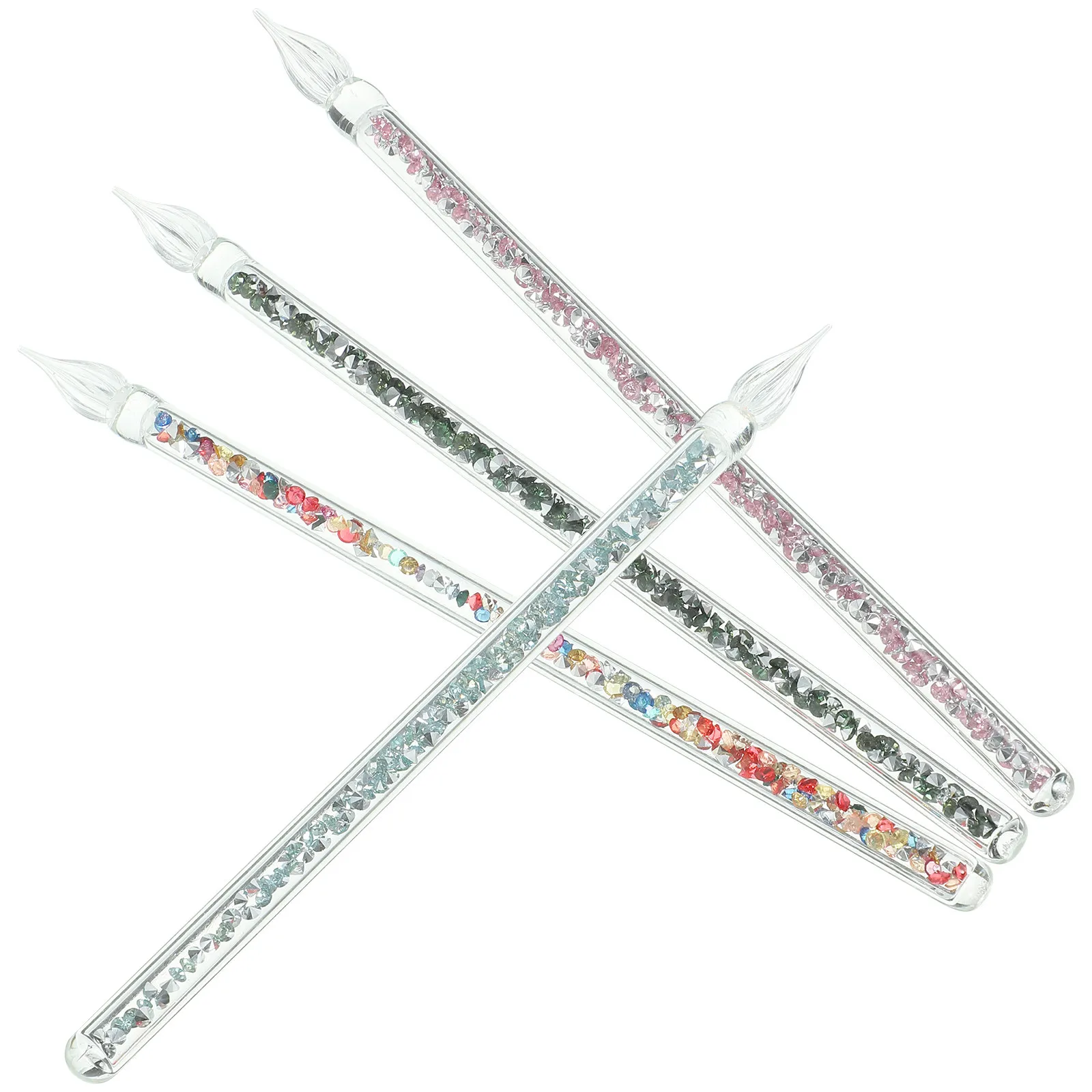 

4Pcs Glass Dip Pen Crystal Vintage Spiral Design Convenient Calligraphy Drawing Painting Multi- Writing Pen