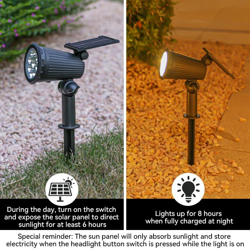 Pop Outdoor LED Solar Spotlight Light 9LEDs Brightness Adjustable Spot Light IP65 Waterproof Garden Backyard Lawn Light Decotati
