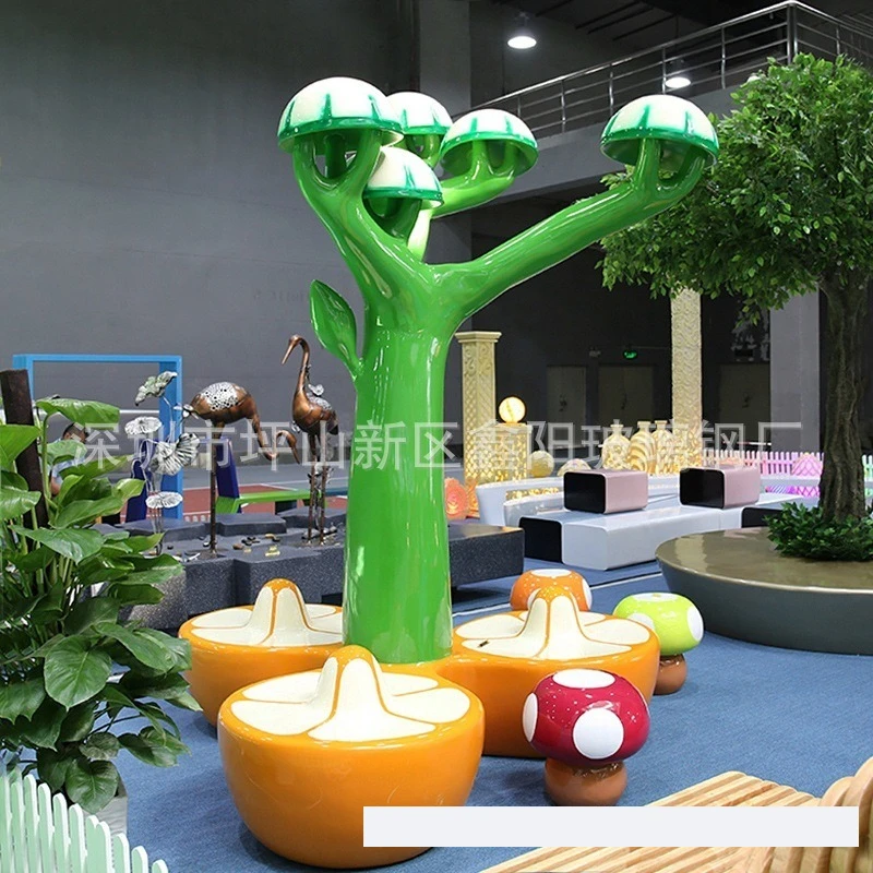 FRP Meichen Leisure Stool Mushroom Tree Cartoon Stool Indoor Creative FRP Seat Customization - view 3