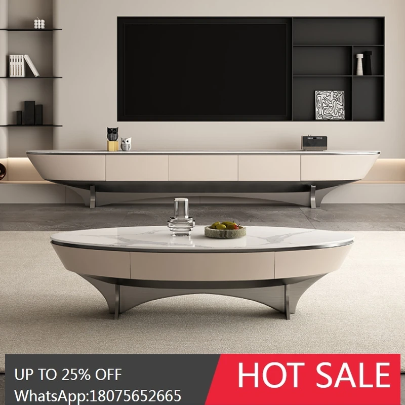 RWJ Designer Net Red Sail Ship Type Floor TV Cabinet and Tea Table Combination