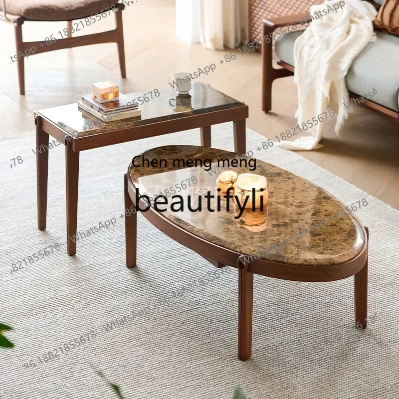 N178 G North American black walnut marble sofa ede few solid wood small table small coffee table liht luxury