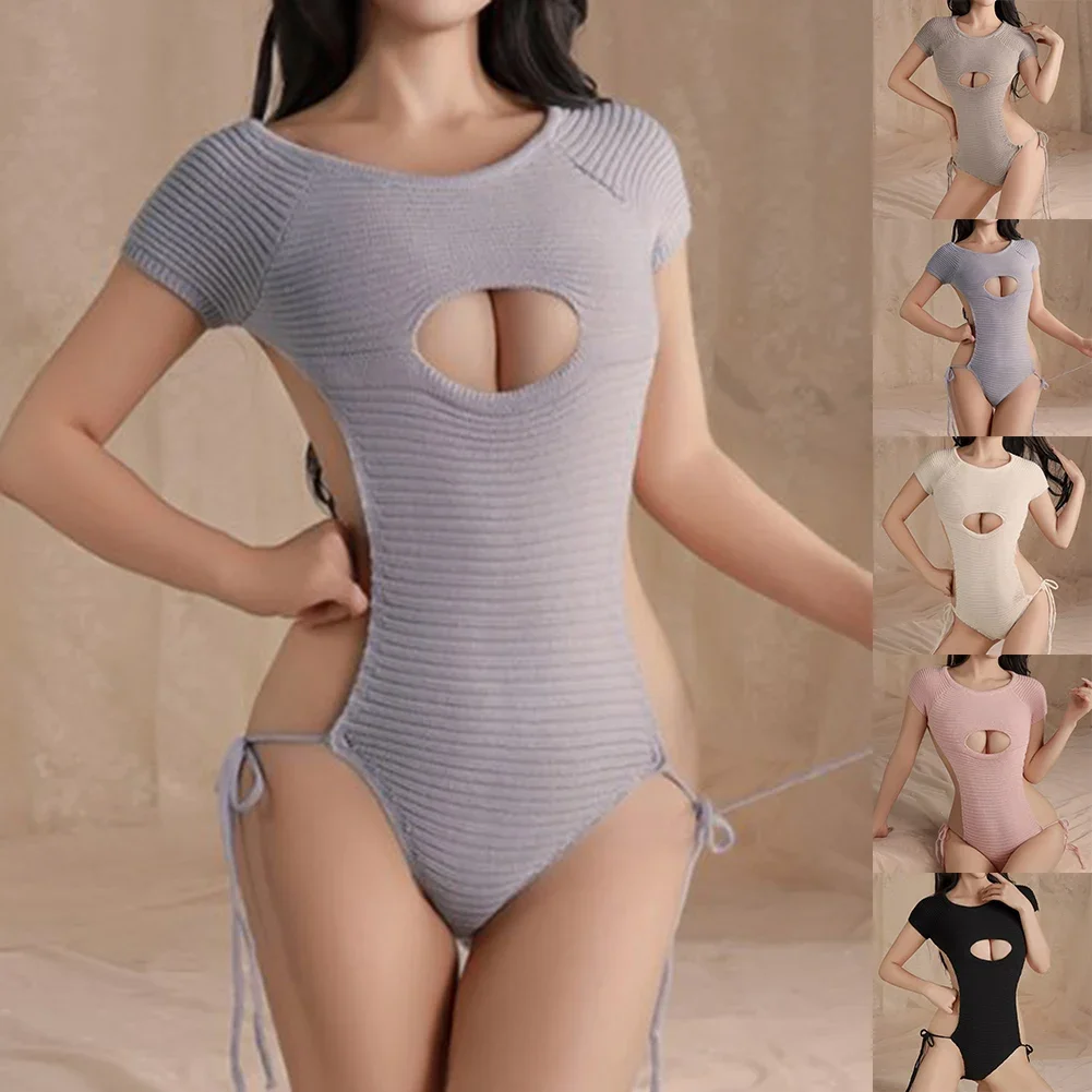 女性の透かし彫りニットボディ,セクシーなランジェリー,透かし彫りのセーター,流行