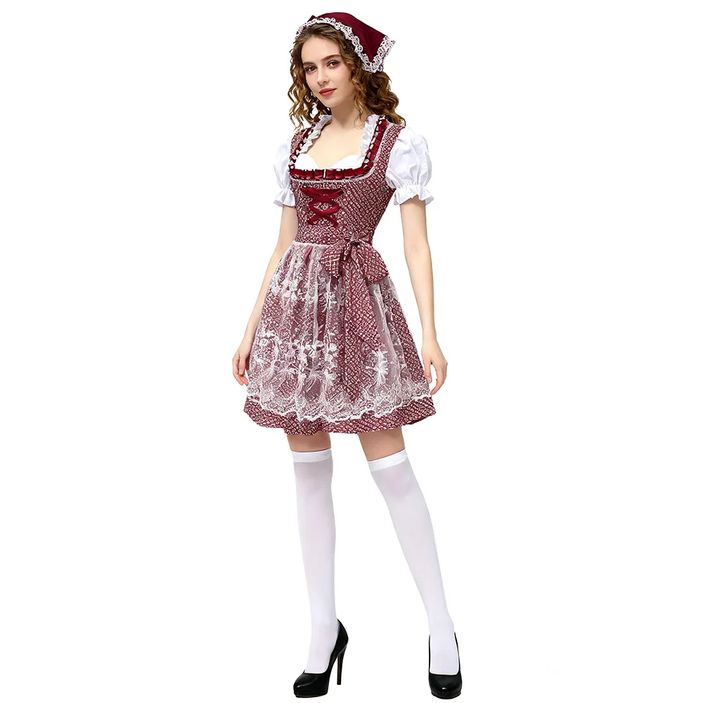Halloween Cosplay Costume Munich Bavarian German Oktoberfest Maid Dress Traditional Festival Theme Party Outfit Adult Women