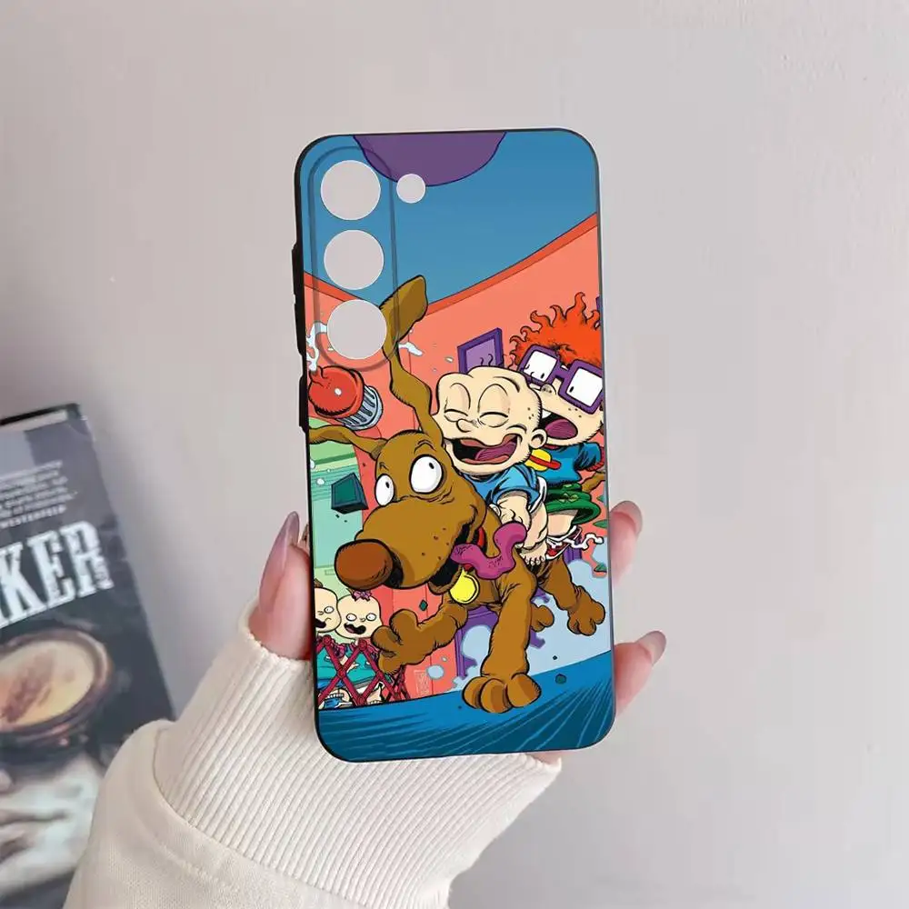 Funda de teléfono Rugrat Chuckie Angelica para Samsung Galaxy A73,72,51,53,52,71,22,5G,Note,J7,8,9 funda negra suave