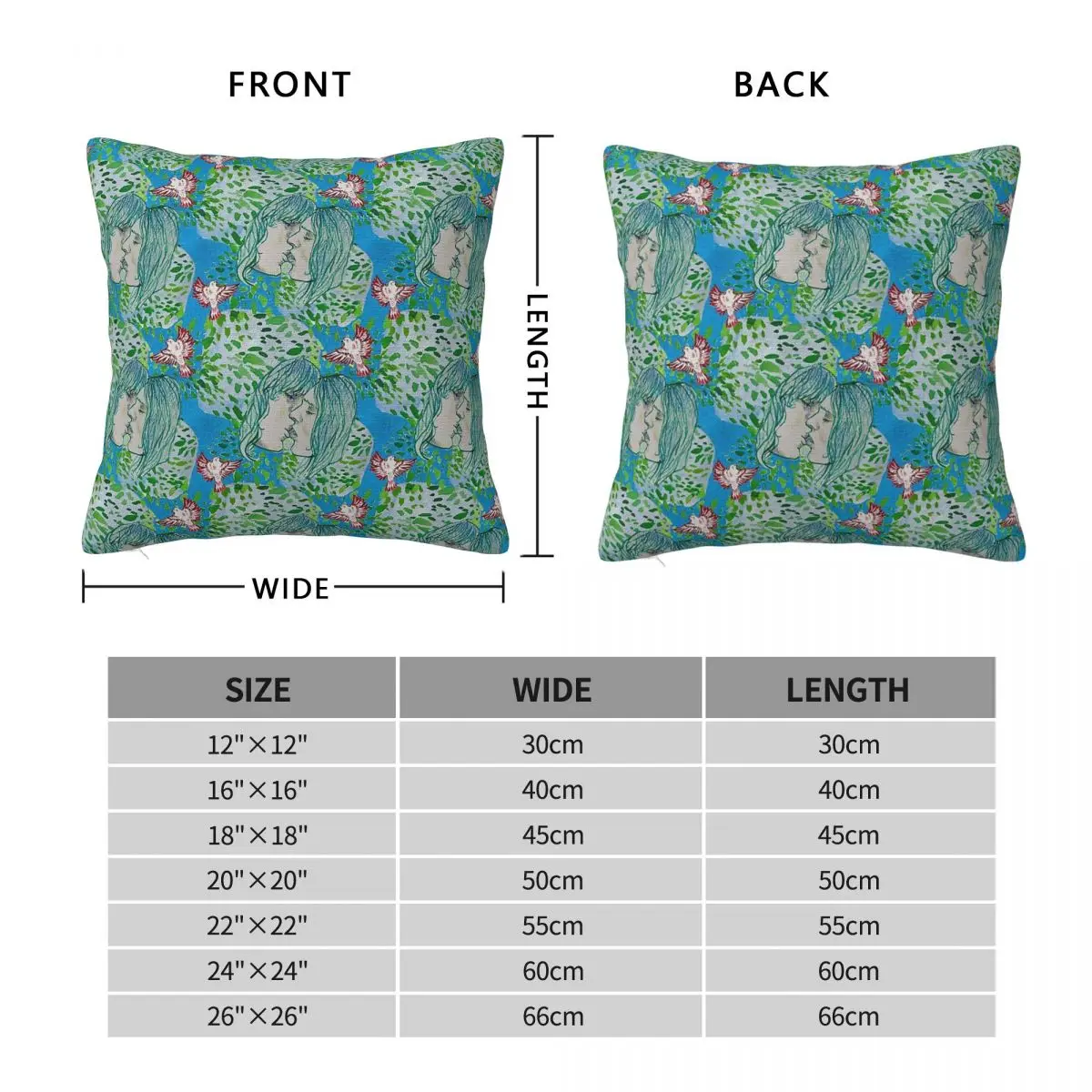 Forest Kiss Fantasy Square Pillowcase Polyester Linen Velvet Pattern Zip Decorative Pillow Case Home Cushion Cover Wholesale